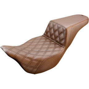 SADDLEMEN - STEP UP SEAT - BROWN - FRONT LATTICE STITCH - '08-'23 TOURING