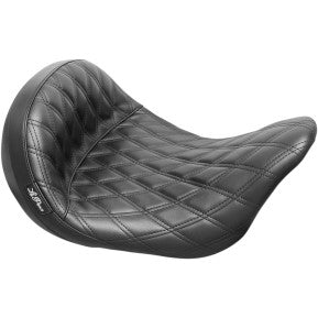 LE PERA - MONTEREY SOLO SEAT W/ DRIVERS BACKREST - BLACK DOUBLE DIAMOND STITCH - '08-'21 TOURING