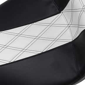 LE PERA - OUTCAST DADDY LONG LEGS SEAT - BLACK 2-UP SEAT W/ WHITE DOUBLE DIAMOND INLAY - '08-'21 TOURING