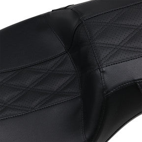 LE PERA - OUTCAST DADDY LONG LEGS SEAT - BLACK 2-UP SEAT W/ BLACK DOUBLE DIAMOND INLAY - '08-'21 TOURING