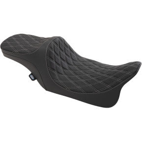DRAG - PREDATOR III SEAT - DOUBLE DIAMOND STITCH, SILVER THREAD - '97-'07 TOURING