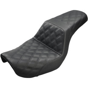 SADDLEMEN - STEP UP SEAT - BLACK, LATTICE STITCH - '04-05 FXD