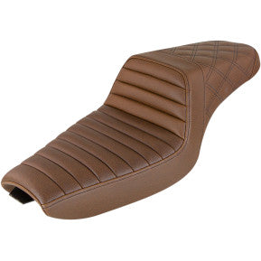 SADDLEMEN - STEP UP SEAT - BROWN, REAR LATTICE STITCH & FRONT TUCK AND ROLL - 4.5 GALLON TANK - '04-18 XLC & EFI XLC