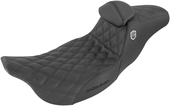 SADDLEMEN Pro Series SDC Performance Seat - w/ Backrest - Lattice Stitch/Lumbar Gripper - FL '08-'23 SC80807DBRT