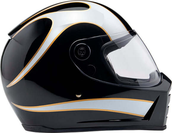 BILTWELL Lane Splitter Helmet - Gloss Black/White Flames - 2XL 1004-570-506