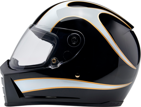 BILTWELL Lane Splitter Helmet - Gloss Black/White Flames - 2XL 1004-570-506