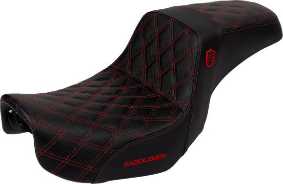 SADDLEMEN Pro Series SDC Performance Seat - Carbon Fiber/Lumbar Gripper - Red Stitch - Dyna '06-'17 SC80604RED
