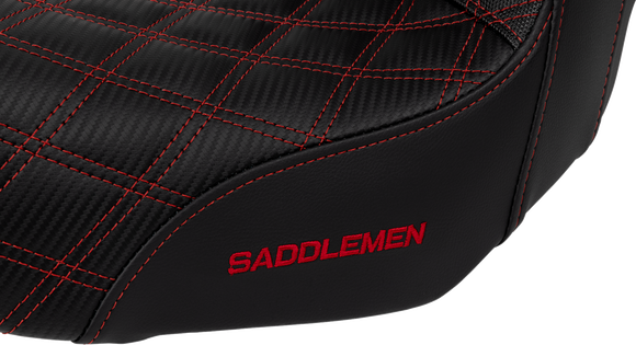 SADDLEMEN Pro Series SDC Performance Seat - Carbon Fiber/Lumbar Gripper - Red Stitch - Dyna '06-'17 SC80604RED