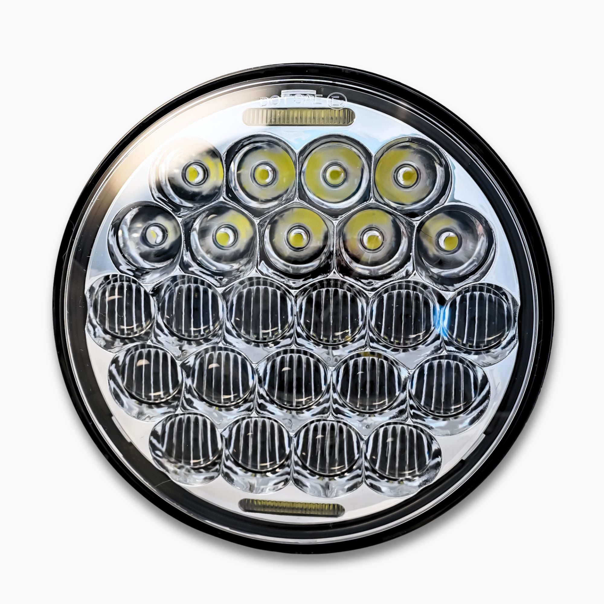 ハーレーバイク用クロームライト 約10cm x 6cm BMF 5.75 LED Hi Output Chrome Headlight for Harley Dyna, FXR