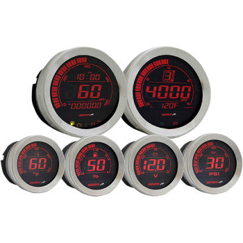 KOSO - UNIVERSAL SIX PIECE GAUGE KIT - SILVER - '04-13 TOURING