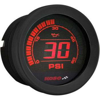 KOSO - REPLACEMENT 2" OIL PRESSURE GAUGE - BLACK - '04-13 TOURING