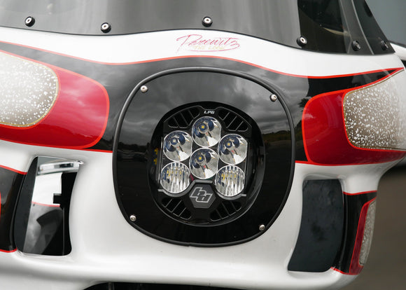 RWD V-Twin LP6 light kit installed in FXR fairing headlight opening