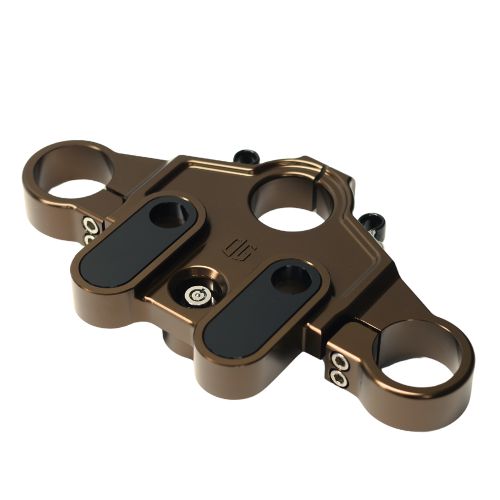 Bronze top triple tree clamp for 2014-up touring motorcycles