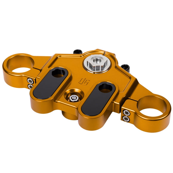 Orange CNC billet top triple tree clamp for touring motorcycles