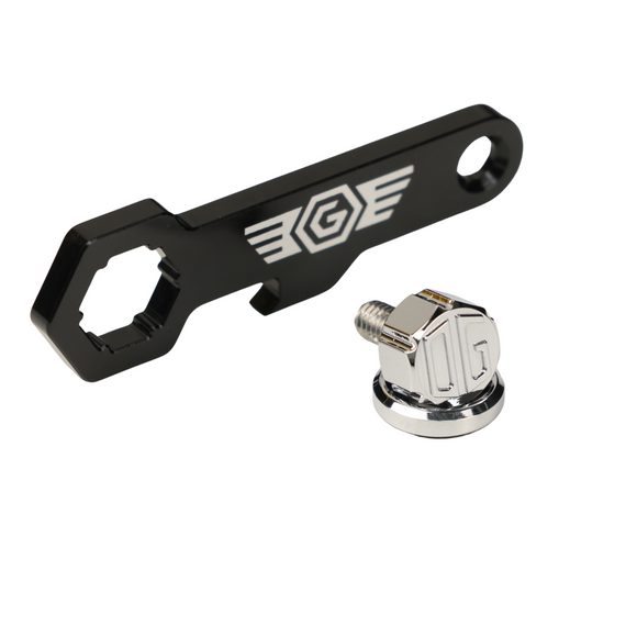 OG billet seat screw chrome with black installation wrench