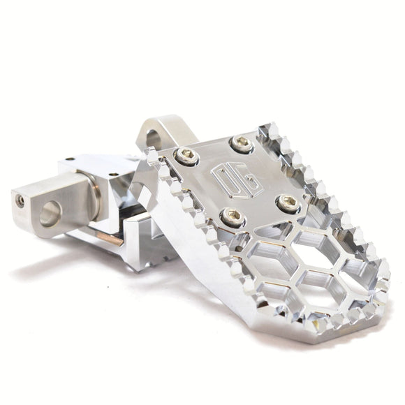 OG HoneyComp V3 chrome foot pegs for Indian motorcycles with honeycomb grip