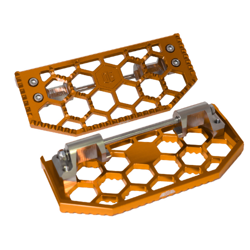 OG V3 orange honeycomb billet floorboards for Indian Bagger
