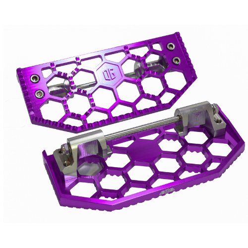 Purple OG HoneyComp V3 aluminum motorcycle floorboards for Indian Bagger