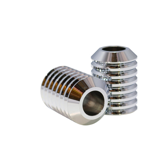 Pair of chrome billet replacement crash bar sliders for motorcycle