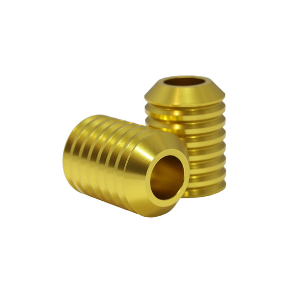 Gold anodized billet crash bar slider pair for motorcycle