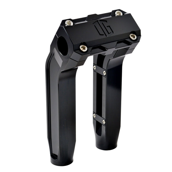 OG 8.5" Pull Back Risers — Original Garage Moto black CNC‑machined handlebar risers with integrated wire routing