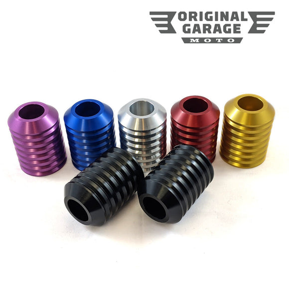 Original Garage Moto anodized highway peg sleeves for Harley Dyna/FXR