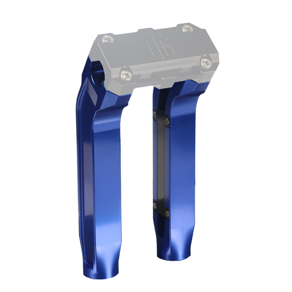 Blue 10.5-inch pull-back handlebar riser legs for motorcycles