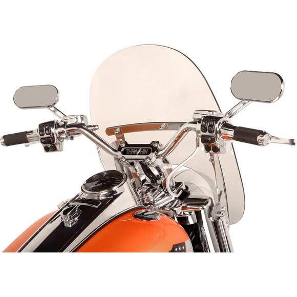 Thrashin Supply Co. pullback handlebar risers for Harley-Davidson Softail Touring Dyna Sportster – multiple heights and finishes
