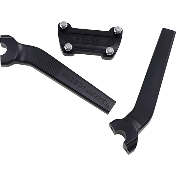 Thrashin Supply Co. pullback handlebar risers for Harley-Davidson Softail Touring Dyna Sportster – multiple heights and finishes