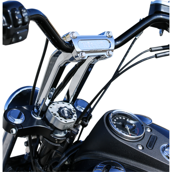 Thrashin Supply Co. pullback handlebar risers for Harley-Davidson Softail Touring Dyna Sportster – multiple heights and finishes