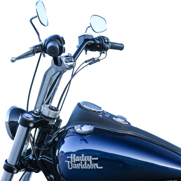 Thrashin Supply Co. pullback handlebar risers for Harley-Davidson Softail Touring Dyna Sportster – multiple heights and finishes