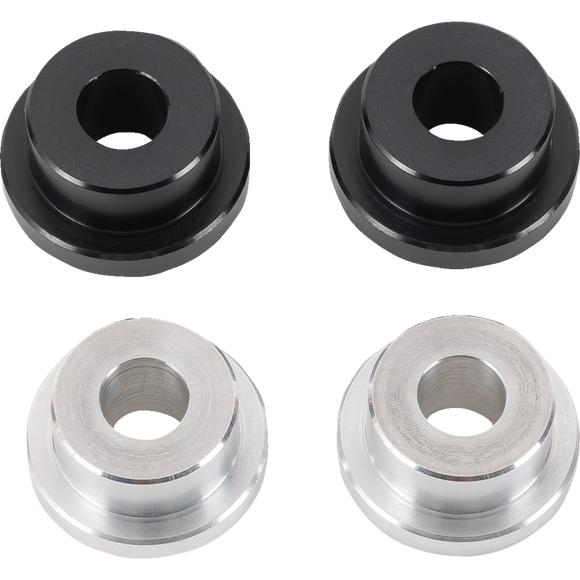 Thrashin Supply Co. solid riser bushing kit with black and silver bushings for Harley-Davidson Dyna and FXR models