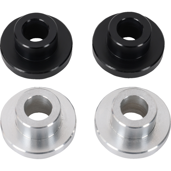 Thrashin Supply Co. TSC-9001-1 solid riser bushing kit for M8 Softail and Touring Harley-Davidson models, black and silver bushings included