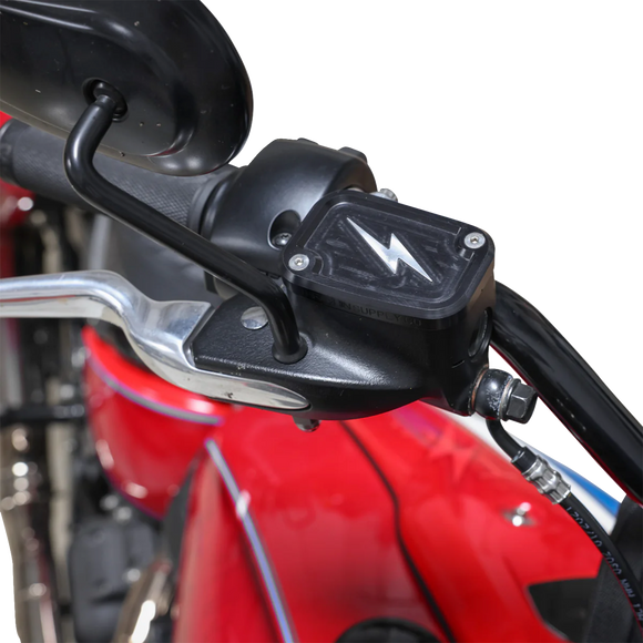 Thrashin Supply Co. Black Twice-Cut front brake master cylinder cover TSC-3176-4 for 2018-2025 Harley-Davidson Softail