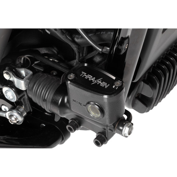 Thrashin Supply Twice Cut Black Rear Brake Reservoir Cap for Harley-Davidson Softail Street Bob Fat Bob Breakout Low Rider S 2018–2025