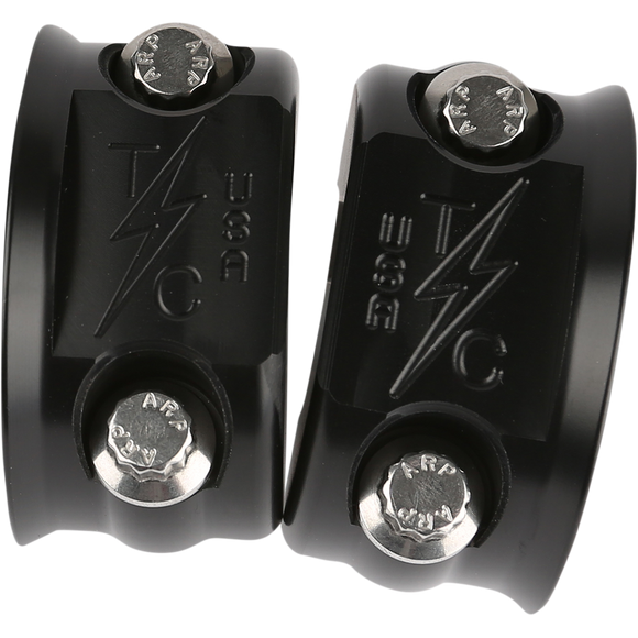 Thrashin Supply black perch clamps TSC-2703-1 for Harley Softail Dyna Touring FXR clutch and brake