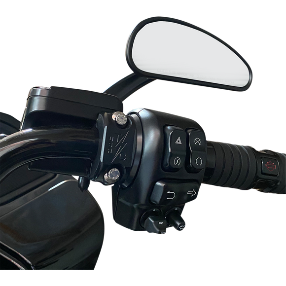 Thrashin Supply black perch clamps TSC-2703-1 for Harley Softail Dyna Touring FXR clutch and brake