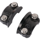 Thrashin Supply Co. Speedway Perch Clamp in black, CNC-machined 6061-T6 aluminum with ball-end detail for 1-inch Harley-Davidson bars