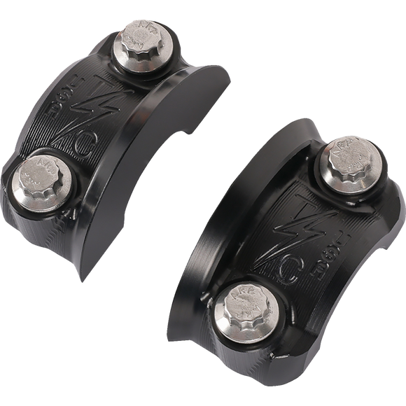 Thrashin Supply Co. Speedway Perch Clamp in black, CNC-machined 6061-T6 aluminum with ball-end detail for 1-inch Harley-Davidson bars