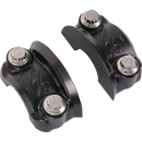 Thrashin Supply Co. Speedway Perch Clamp in black, CNC-machined 6061-T6 aluminum with ball-end detail for 1-inch Harley-Davidson bars