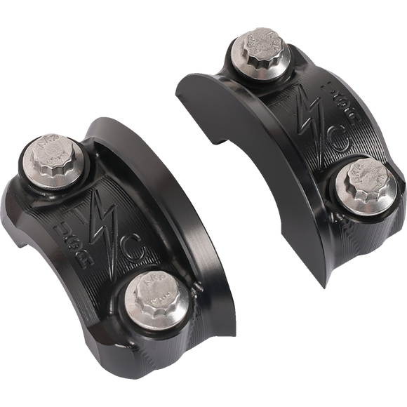 Thrashin Supply Co. Speedway Perch Clamp in black, CNC-machined 6061-T6 aluminum with ball-end detail for 1-inch Harley-Davidson bars