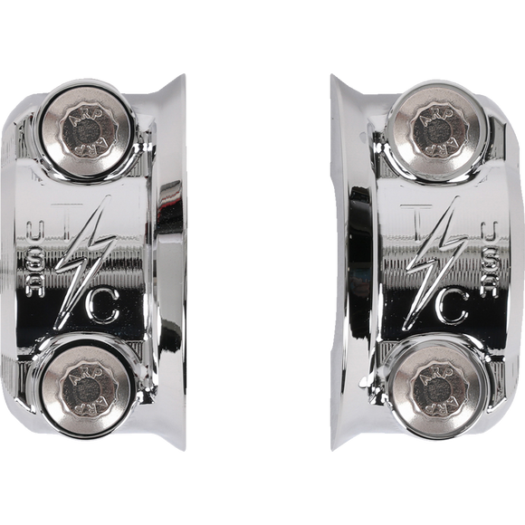 Thrashin Supply Co. Speedway Perch Clamp chrome finish CNC 6061 aluminum ARP hardware for Harley-Davidson 1-inch bars