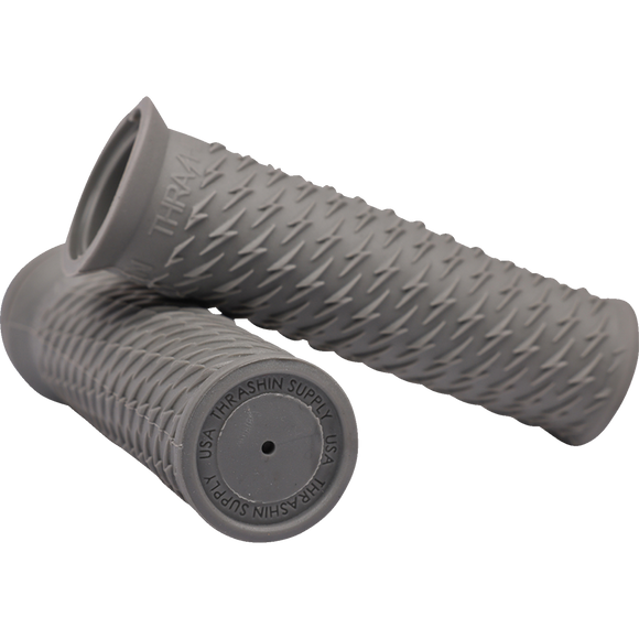 Thrashin Supply Co. Bolt Grips in black textured rubber for 1-inch Harley-Davidson handlebars Sportster Dyna Softail