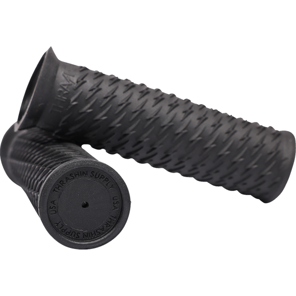 Thrashin Supply Co. Bolt Grips in black textured rubber for 1-inch Harley-Davidson handlebars Sportster Dyna Softail