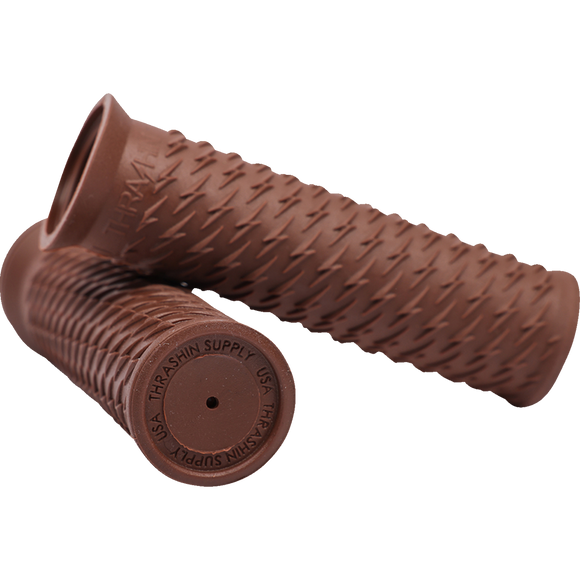 Thrashin Supply Co. Bolt Grips in black textured rubber for 1-inch Harley-Davidson handlebars Sportster Dyna Softail