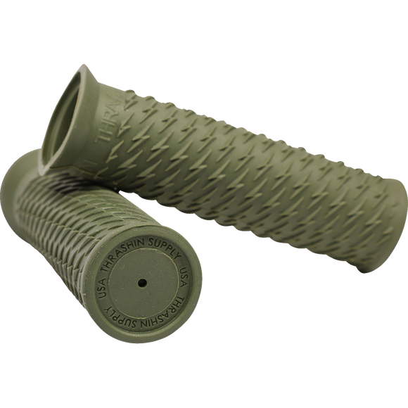 Thrashin Supply Co. Bolt Grips in black textured rubber for 1-inch Harley-Davidson handlebars Sportster Dyna Softail