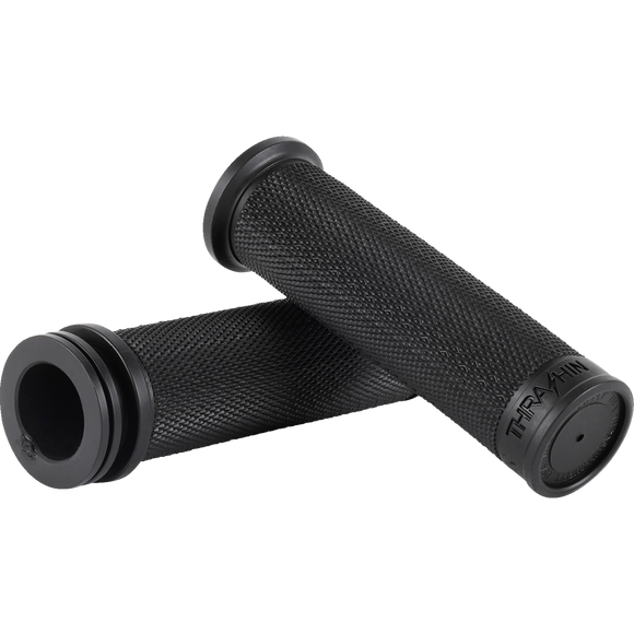 Thrashin Supply Co. black Moto Grips slim profile for Harley-Davidson V-Twin motorcycles