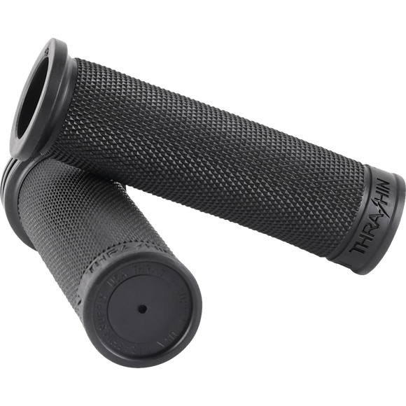 Thrashin Supply Co. black Moto Grips slim profile for Harley-Davidson V-Twin motorcycles