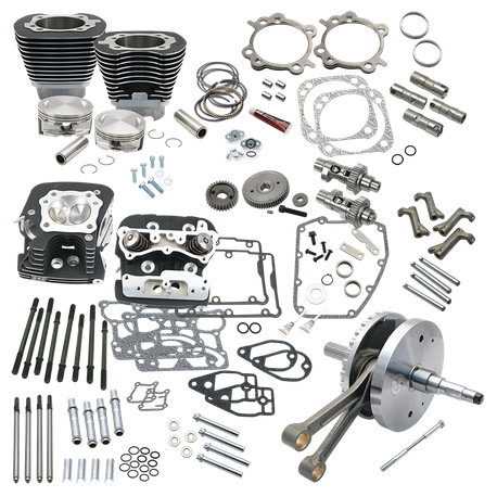 S&S Cycle - 124" Hot Set Up Kit® With S&S Cylinder Heads For all 2007-'17 Non-Balanced Big Twins - Wrinkle Black