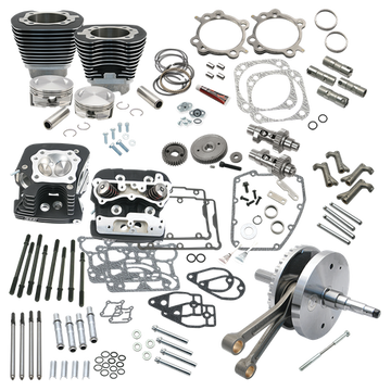 S&S Cycle - 124" Hot Set Up Kit® With S&S Cylinder Heads For all 2007-'17 Non-Balanced Big Twins - Wrinkle Black